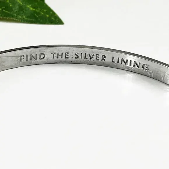 Kate Spade Silver Idiom Bangle Bracelet FIND THE SILVER LINING - Picture 4 of 6